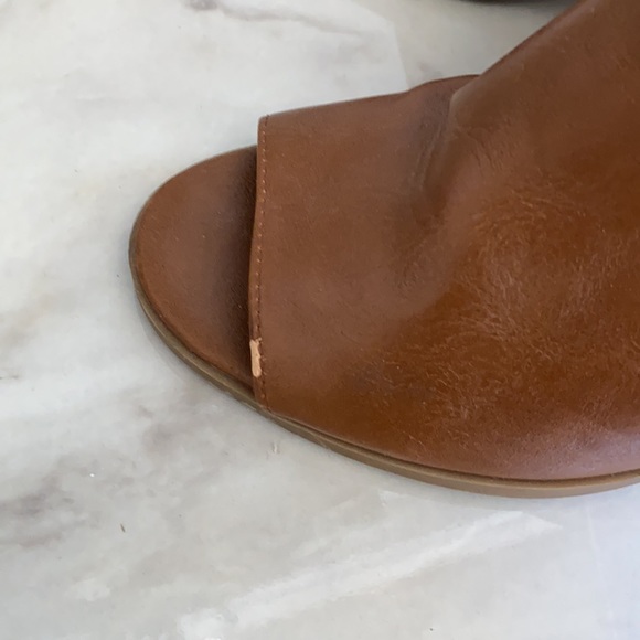 Cognac Open Toe Boot Heels - Picture 5 of 6